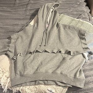 Out from Under Urban Outfitters Gray Ruffled Hoodie